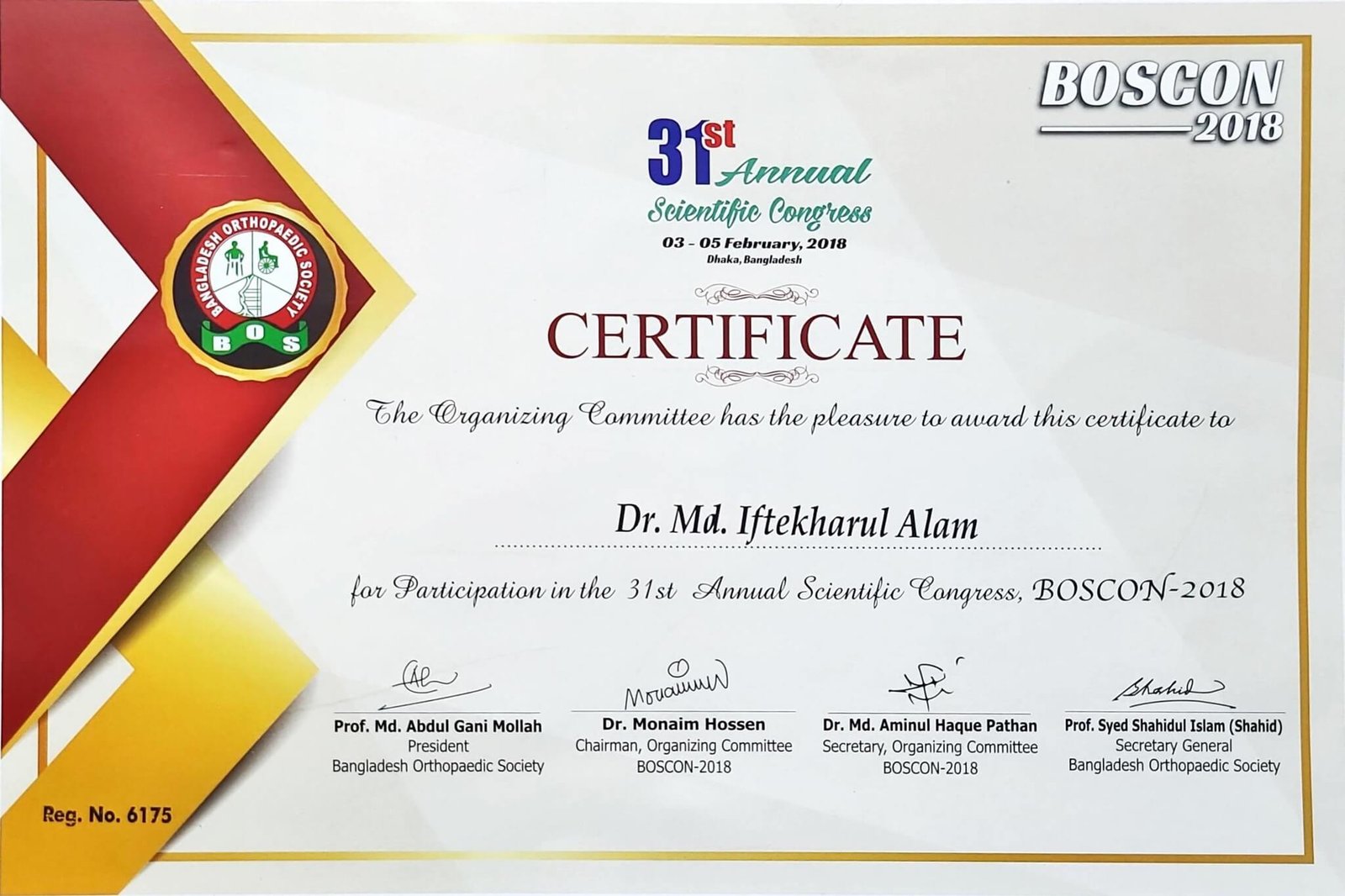 31st annual scientific congress certificate