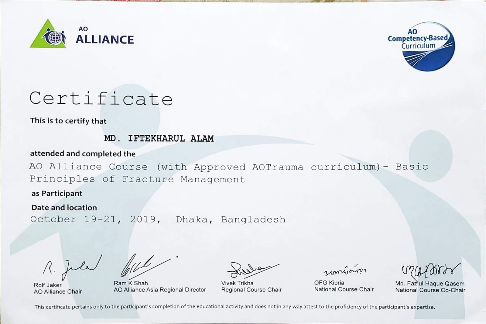 AO alliance Course Certificate