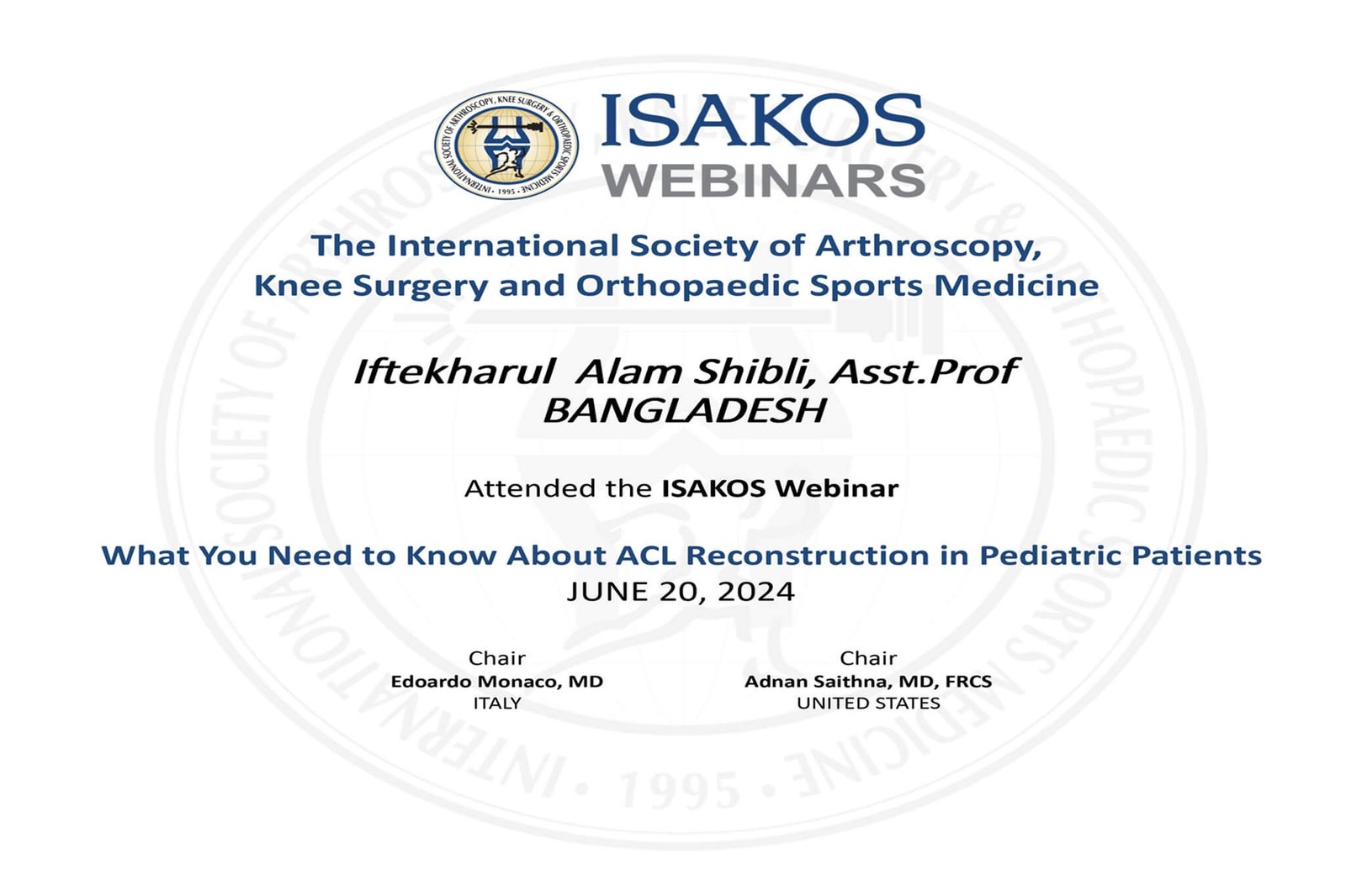 Attended the Isakos webinars