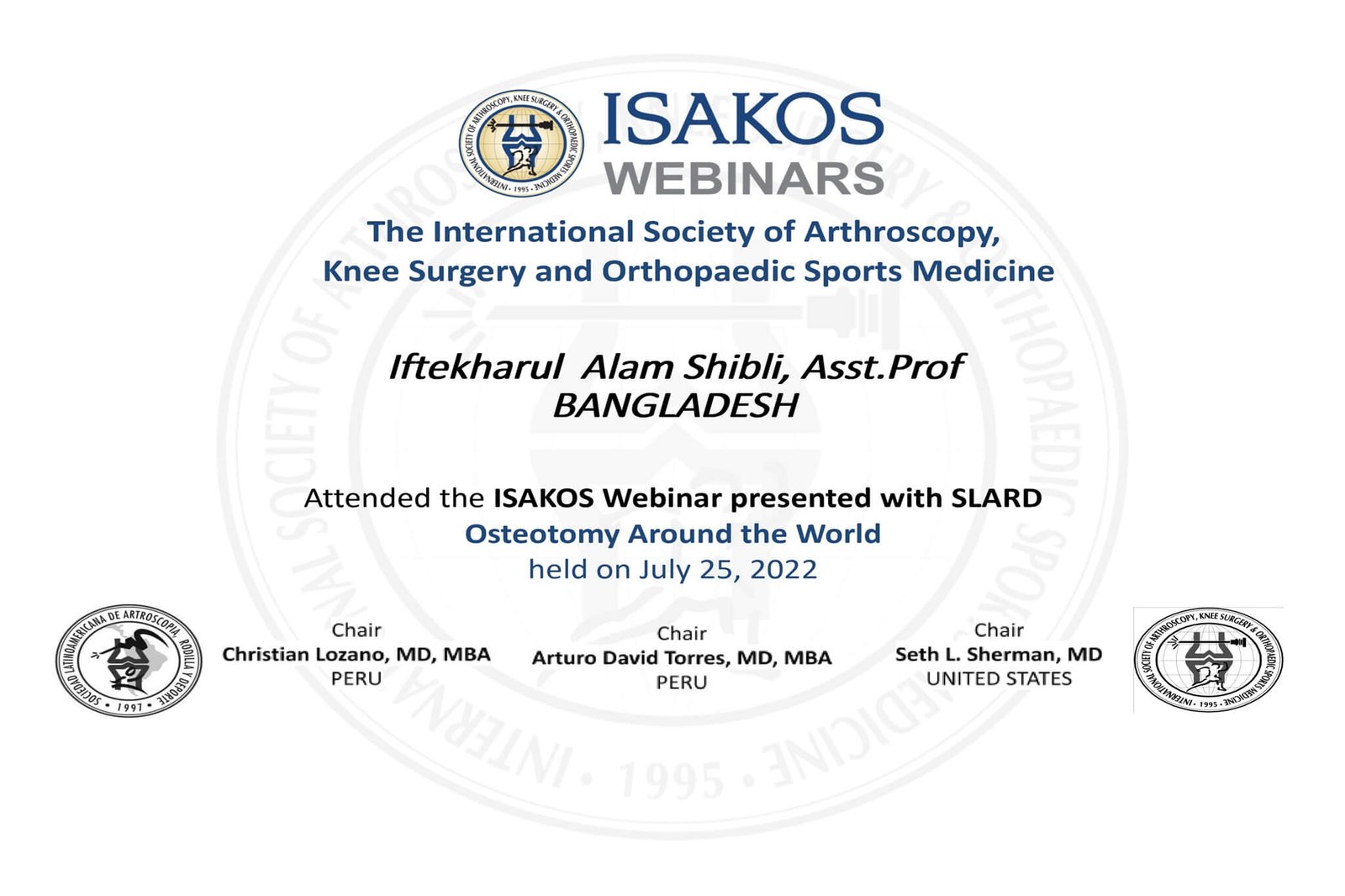 Attended the Iskos Webinar presented with slard osteotomy around the world